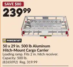Princess Auto 50 x 29 in. 500 lb Aluminum Hitch-Mount Cargo Carrier offer