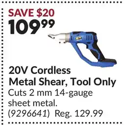 Princess Auto 20V Cordless Metal Shear, Tool Only offer