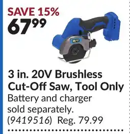 Princess Auto 3 in. 20V Brushless Cut-Off Saw, Tool Only offer