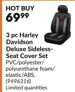 Princess Auto 3 pc Harley Davidson Deluxe Sideless- Seat Cover Set offer