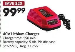 Princess Auto 40V Lithium Charger offer