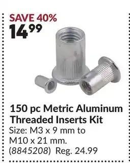 Princess Auto 150 pc Metric Aluminum Threaded Inserts Kit offer