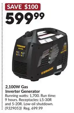 Princess Auto 2,100W Gas Inverter Generator offer