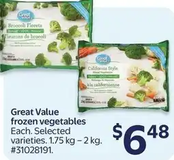 Walmart Great Value frozen vegetables offer
