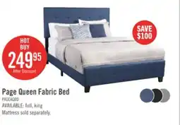 The Brick Page Upholstered Bed in Blue Linen-Look Fabric, Button Tufted - Queen Size offer