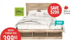 The Brick Oakley Platform Bed with Headboard & Storage Frame, Made in Canada, Natural - Queen Size offer