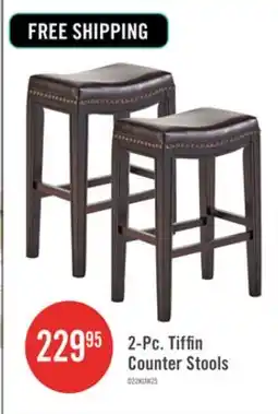 The Brick Tiffin Counter Stools Set Of 2, Saddle Seat With Studded Trim, Vegan Leather - Brown offer