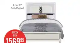 The Brick Ava Panel Bed with Headboard & Frame, LED, Glam, White - Queen Size offer