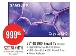 The Brick SAMSUNG 75 U8000 Crystal 4K UHD Smart Tizen OS TV (UN75U8000FFXZC) - 2025 Model offer