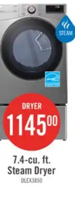 The Brick LG 7.4 Cu. Ft. Smart Electric Dryer with Steam - Graphite Steel - Stackable - DLEX3850V offer