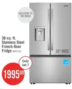 The Brick Whirlpool 36 30 Cu. Ft. French-Door Refrigerator with Dual Ice Makers - Stainless Steel - WRFF3736SZ offer