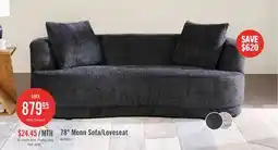 The Brick Moon 78 Fabric Curved Loveseat with Accent Pillows - Wooly Raven Black offer