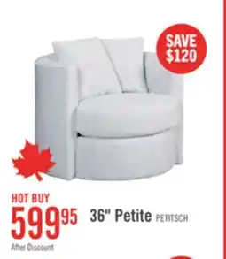 The Brick Made in Canada Petite 36 Chenille Fabric Swivel Cuddler Accent Chair - Teddy Star Grey offer