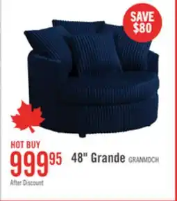 The Brick Made in Canada Grande 48 Chenille Fabric Cuddler Accent Chair - Groove Midnight Blue offer