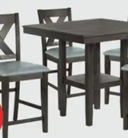 The Brick Tribeca 5pc Counter-Height Set with Table & 4 Chairs, Pedestal Base, 40W Square - Grey/Brown offer