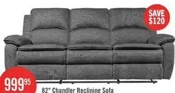 The Brick Chandler 82 Chenille Fabric Reclining Sofa - Grey offer