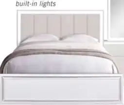 The Brick Halo Panel Bed with Headboard & Frame, LED, Glam, White - Queen Size offer