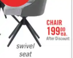 The Brick Bari Dining Chair with Vegan-Leather & Linen-Look Fabric, Swivel-Seat, Metal - Grey offer