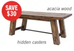 The Brick Galeveston 50 Rustic Coffee Table with Casters - Brown Woodgrain Wood offer