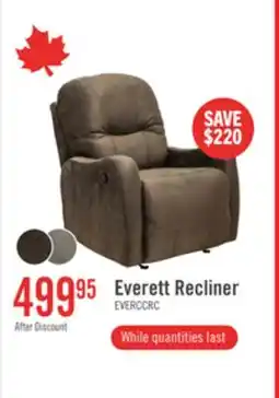 The Brick Made in Canada Everett 33.5 Fabric Reclining Chair - Chocolate Brown offer