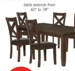 The Brick Talia 7pc Dining Set with Table & 6 Chairs, 60-78W Extension - Brown offer
