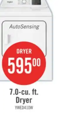 The Brick Whirlpool 29 7.0 Cu. Ft. Electric Dryer with AutoSensing - YWED4105SW offer