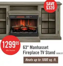 The Brick Manhasset 63 Electric Fireplace TV Stand with Storage for TVs up to 70 - Valley Pine offer