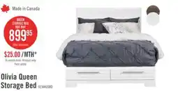 The Brick Olivia Platform Storage Bed with Headboard & Frame, Made in Canada, White - Queen Size offer