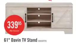 The Brick Davin 61 Rustic TV Stand with Storage and Cable Management for TVs up to 70- Whitewash offer