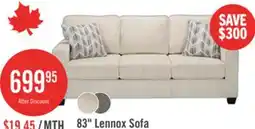 The Brick Made in Canada Lennox 83 Chenille Fabric Sofa with Reversible Cushions and Accent Pillows - Taupe offer