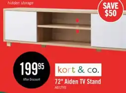 The Brick Kort & Co. Aiden 72 TV Stand with Storage and Cable Management for TVs up to 80- Natural and White offer