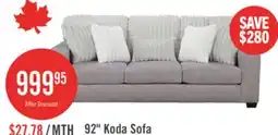 The Brick Made in Canada Koda 92 Chenille and Faux Fur Fabric Sofa with Removable Cushions - Plush Paloma Grey offer