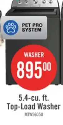 The Brick Maytag 5.4 Cu Ft. Top Load Agitator Washer with Pet Pro Option Volcano Black - MTW5605RU offer