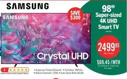 The Brick Samsung 98 4K UHD Edge Lit Dynamic Crystal Colour HDR10+ 120Hz Smart TV (UN98DU9000FXZC) offer
