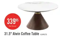 The Brick Alwin 31.5 Modern Round Coffee Table with White Sintered Stone Top - Brown offer