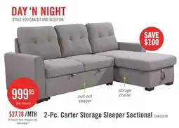 The Brick Carter 2-Piece Right-Facing Linen-Look Fabric Sleeper Sectional with Storage Chaise - Solis Grey offer
