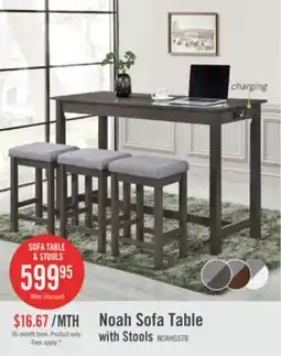 The Brick Noah 60 Modern Dinette with 3 Counter-Height Stools and USB Ports - Grey offer