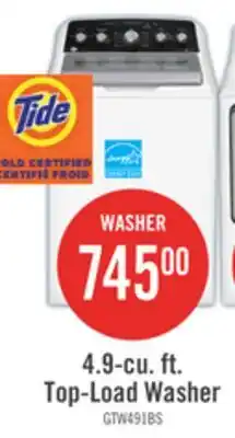 The Brick GE 4.9 Cu. Ft. Top Load Agitator Washer - White - GTW491BMRWS offer