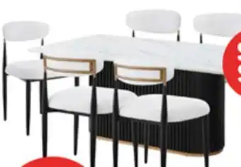 The Brick Kort & Co. Capri 7pc Dining Set with Table & 6 Chairs, Gold Accent, Pedestal Base, 72W - White offer