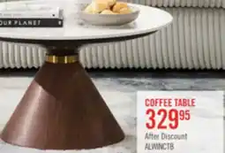 The Brick Alwin 31.5 Modern Round Coffee Table with White Sintered Stone Top - Brown offer