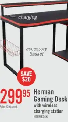 The Brick Herman 50 Gaming Office Desk - Black with Red Trim offer