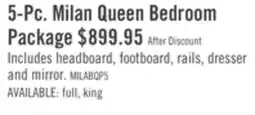The Brick Milan 5pc Bedroom Set with Bed, Dresser & Mirror, Mid-Century Modern, Black - Queen Size offer