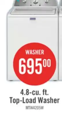 The Brick Maytag 4.8 Cu. Ft. Top Load Washer White - MTW4205SW offer