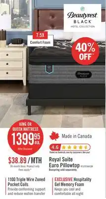 The Brick Beautyrest Black Hotel Royal Suite Euro Pillowtop Plush Queen Mattress offer