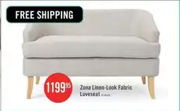 The Brick Zona Linen-look Fabric Loveseat With Flared Wood Legs - Beige offer