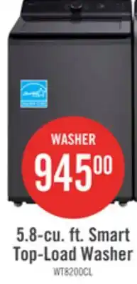 The Brick LG 5.8 Cu. Ft. Smart Top-Load Washer with EasyUnload and AI Sensing - Platinum Black - WT8200CL offer