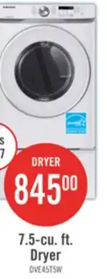 The Brick Samsung 7.5 Cu. Ft. Electric Dryer - White - Stackable - DVE45T6005W/AC offer