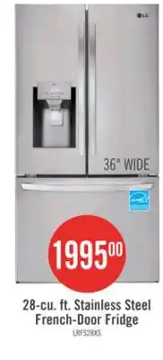 The Brick LG 36 28 Cu. Ft. French-Door Refrigerator - Smudge Proof Stainless Steel - LRFS28XBS offer