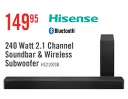 The Brick HISENSE HS2100 2.1 Channel 240W Soundbar with Wireless Subwoofer offer
