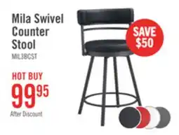 The Brick Mila Counter Stool with Swivel Seat, Vegan Leather Fabric, Metal - Black offer